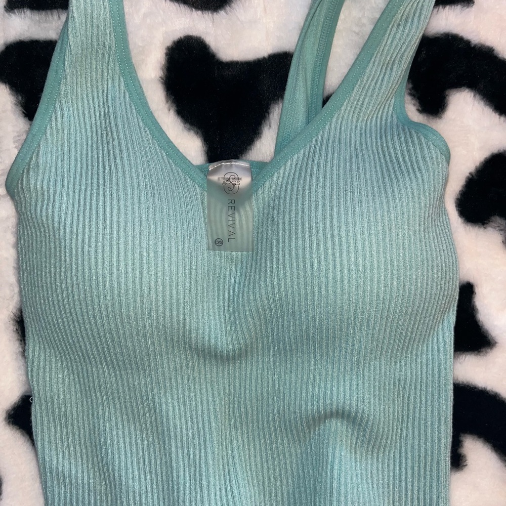 Altar'd State Green Ribbed Crop Tank Top - Picture 4 of 5